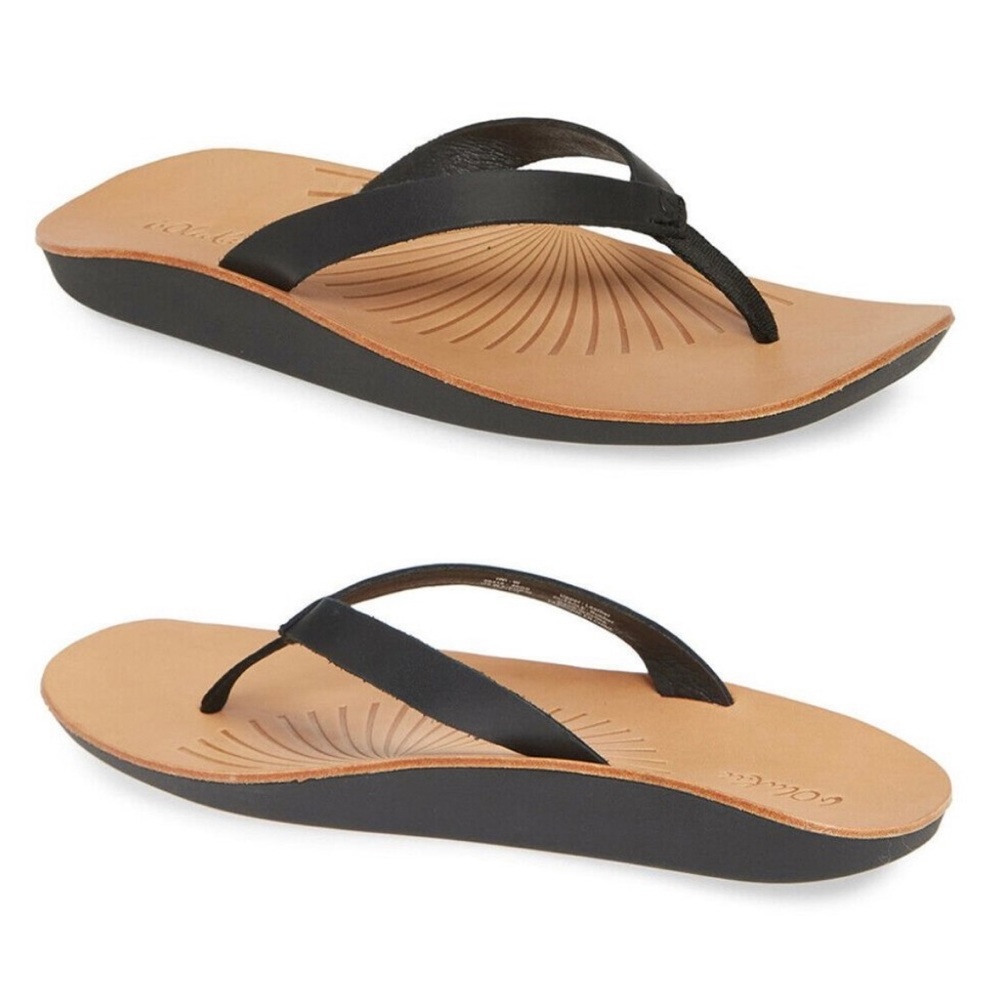 OluKai Iwi Sandals - Black/Golden Sand - NWT